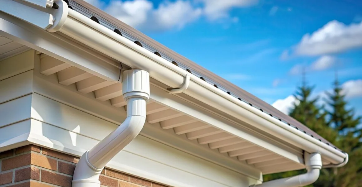 Clean gutters protecting roof health on a home in Garfield, NJ.